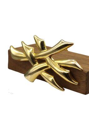 Vintage Stylized Hashtag Brooch, Polished Gold Tone Lapel or Scarf Pin